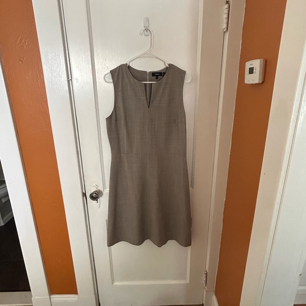 Theory Lined Tan Wool Suit Dress